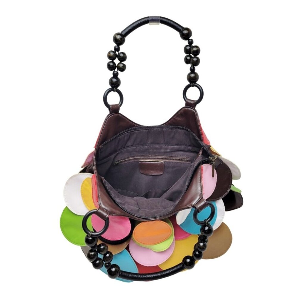 Colorful Multi-Disc Hobo Bag in Black with Bright Accents - Picture 5 of 7